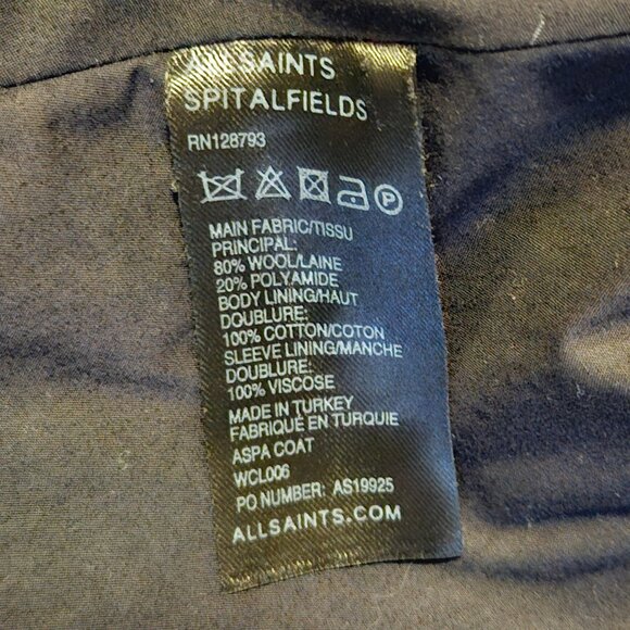 AllSaints Spitafields Elegant Grey Women's Coat-Size 6 - Picture 6 of 17